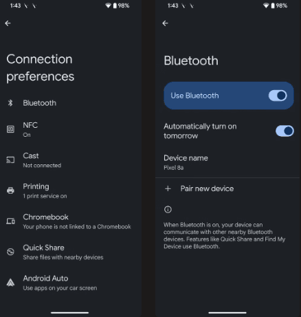فعالسازی خودکار بلوتوث
