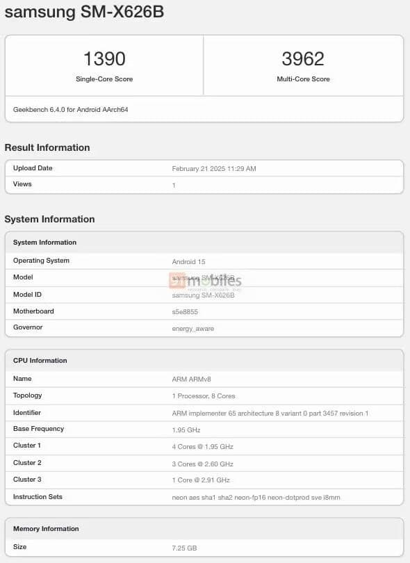 بنچمارک گیک‌بنچ گلکسی تب اس ۱۰ اف ای
