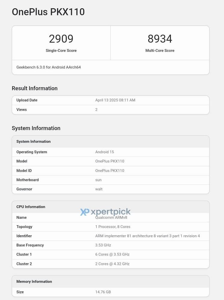 بنچمارک گیک‌بنچ وان پلاس 13T