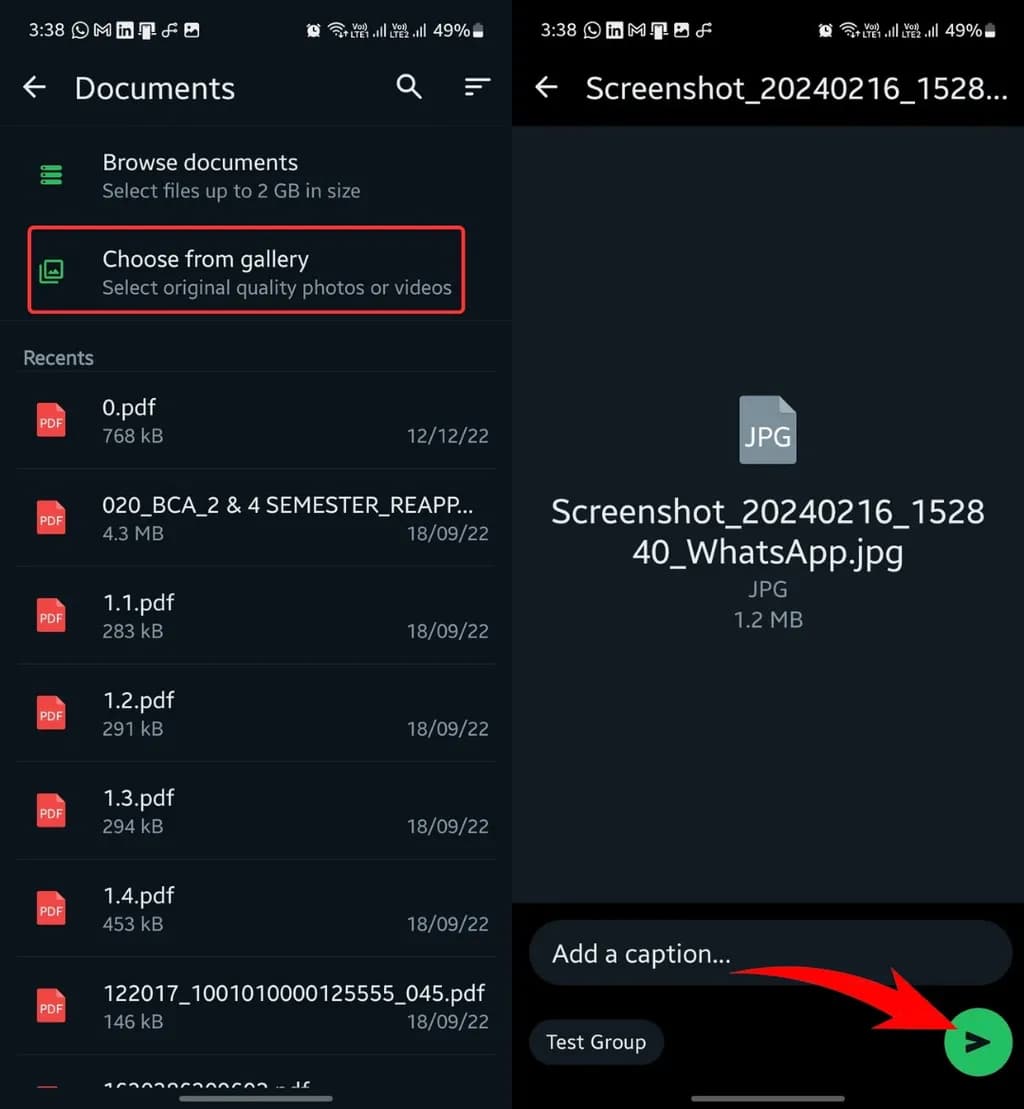 فرستادن عکس به‌صورت فایل در واتس‌اپ