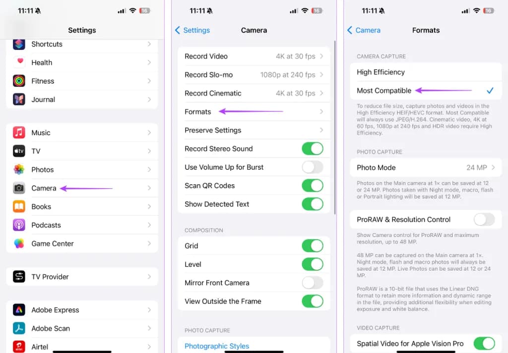 ثبت عکس‌ها و ویدیوها در قالبی با سازگاری بیشتر