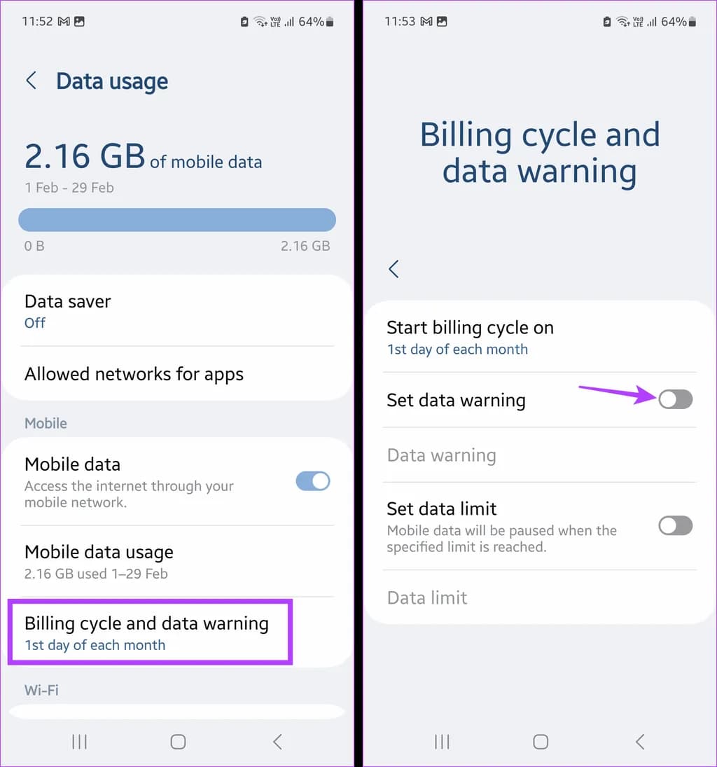 Tap-on-data-warning