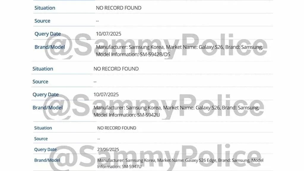 گواهی GSMA گلکسی اس ۲۶ اج