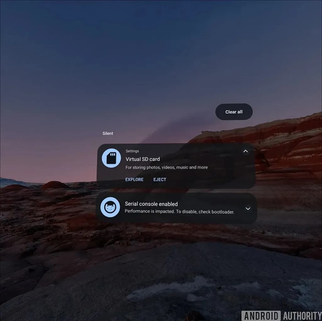 پنل نوتیفیکیشن‌های Android XR