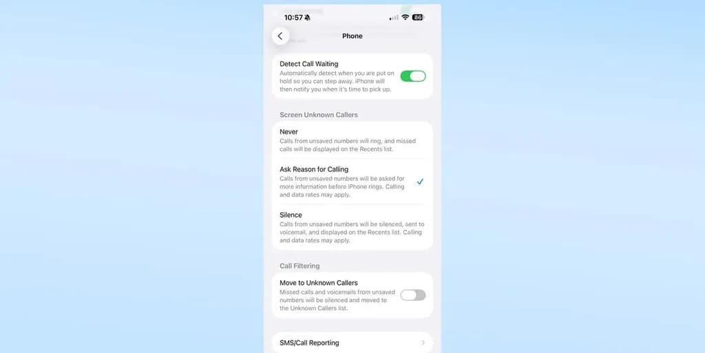 قابلیت Call Screening