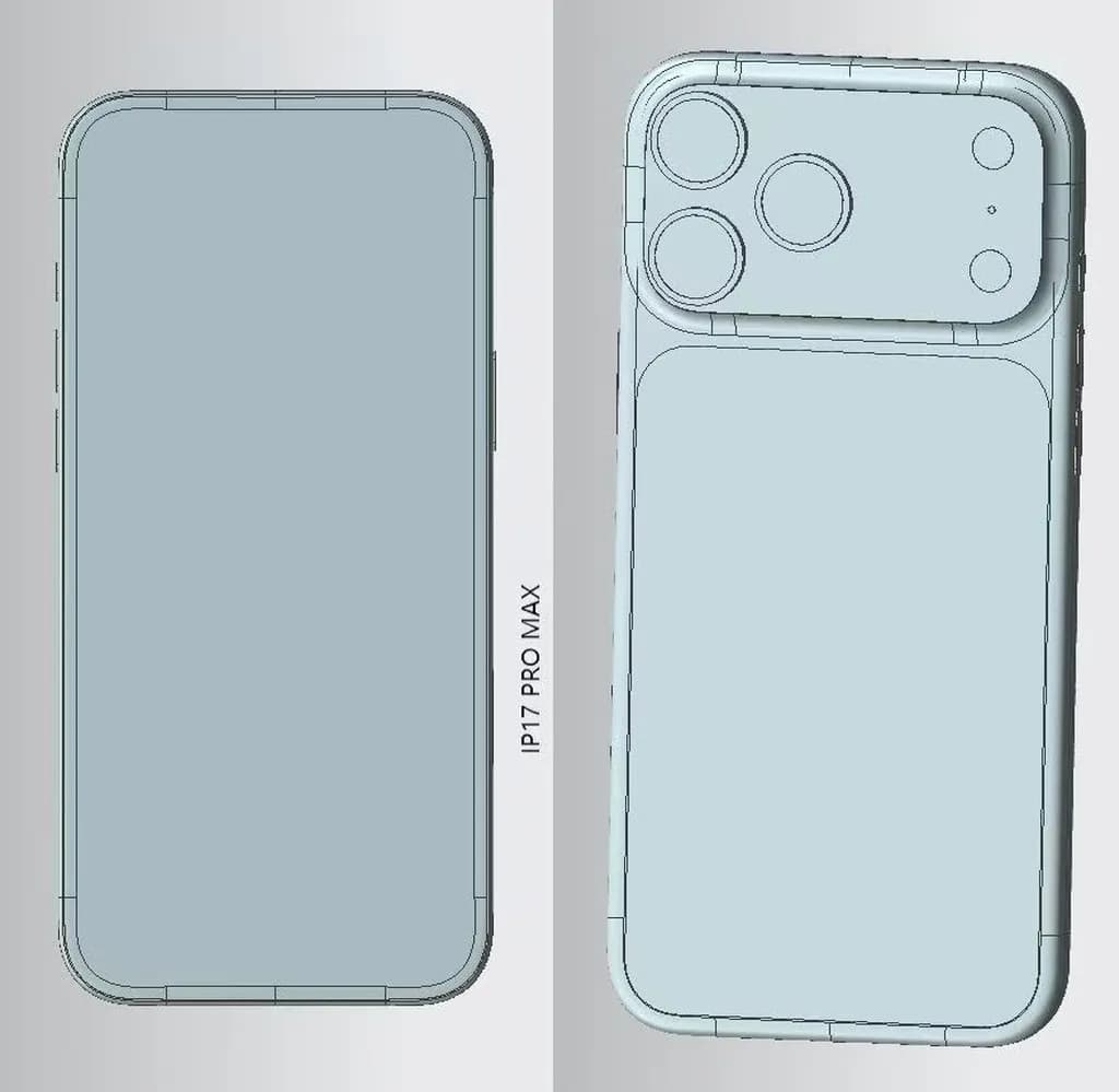 رندر CAD آیفون ۱۷ پرو مکس