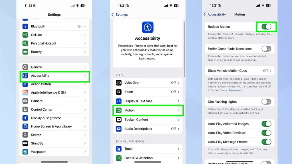 ویژگی انیمیشن‌های ios