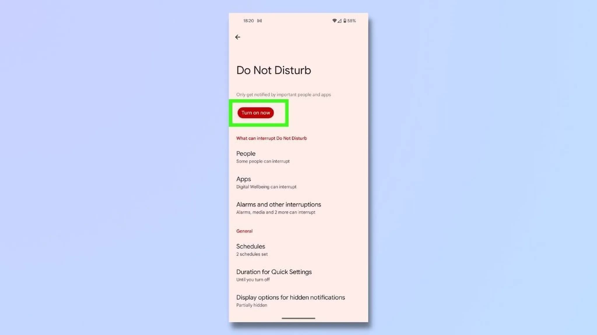حالت «Do Not Disturb mode» 