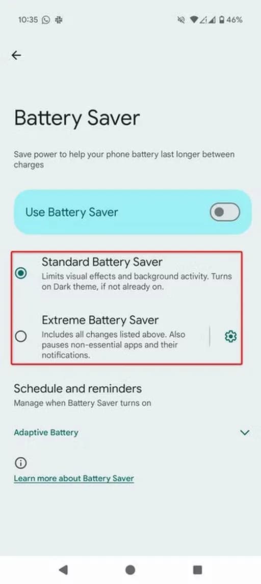 فعال‌سازی خودکار حالت ذخیره انرژی