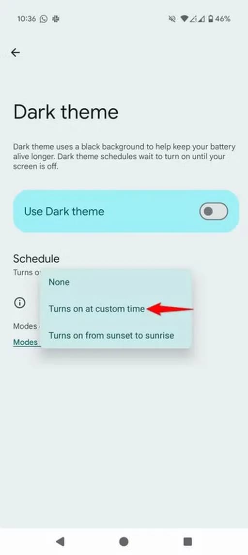 تعویض خودکار بین حالت تیره و روشن