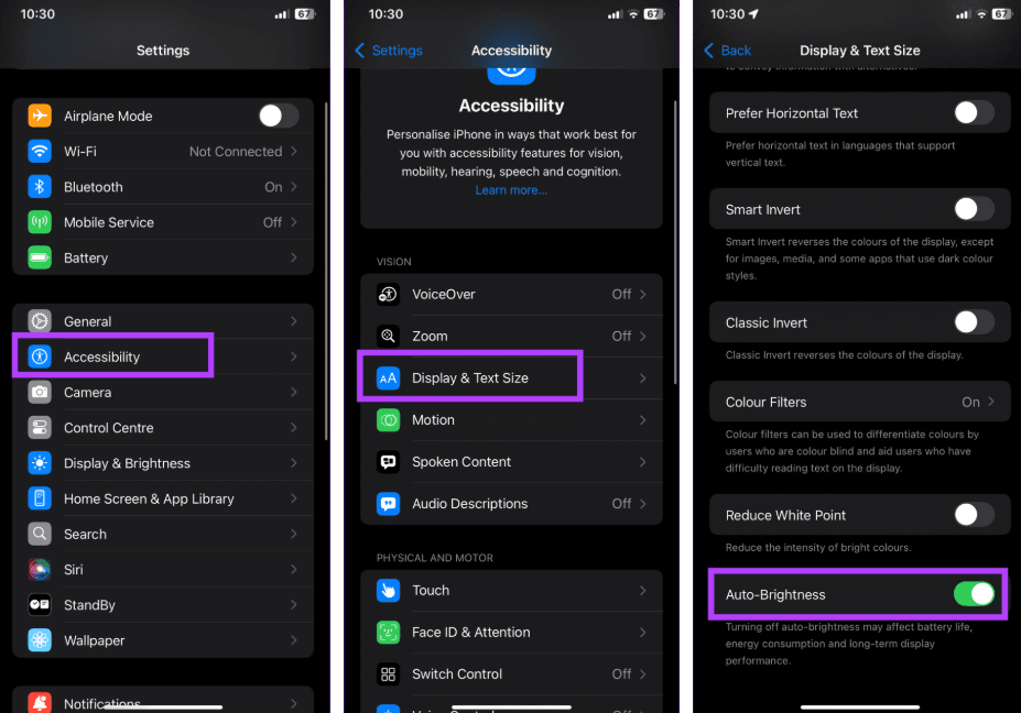 غیرفعال کردن روشنایی خودکار