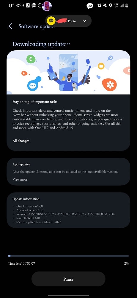 آپدیت One UI 7 گلکسی A25