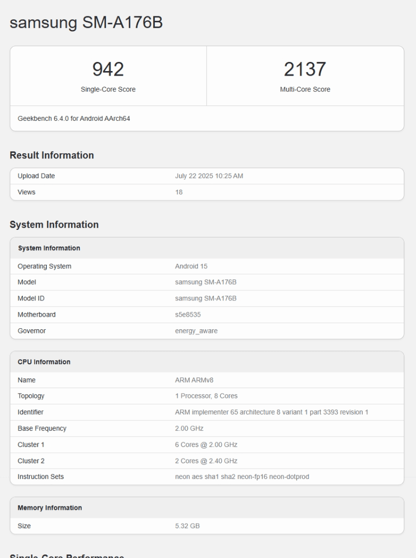 بنچمارک گلکسی A17 5G