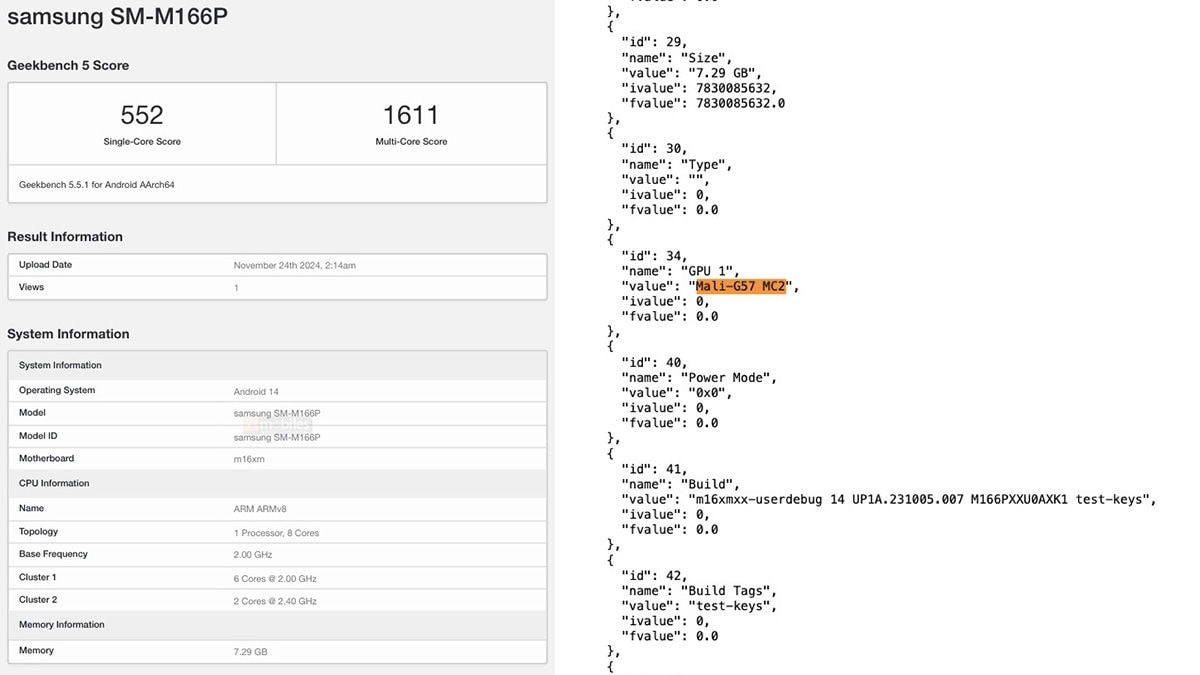 بنچمارک گیک‌بنچ گلکسی M16