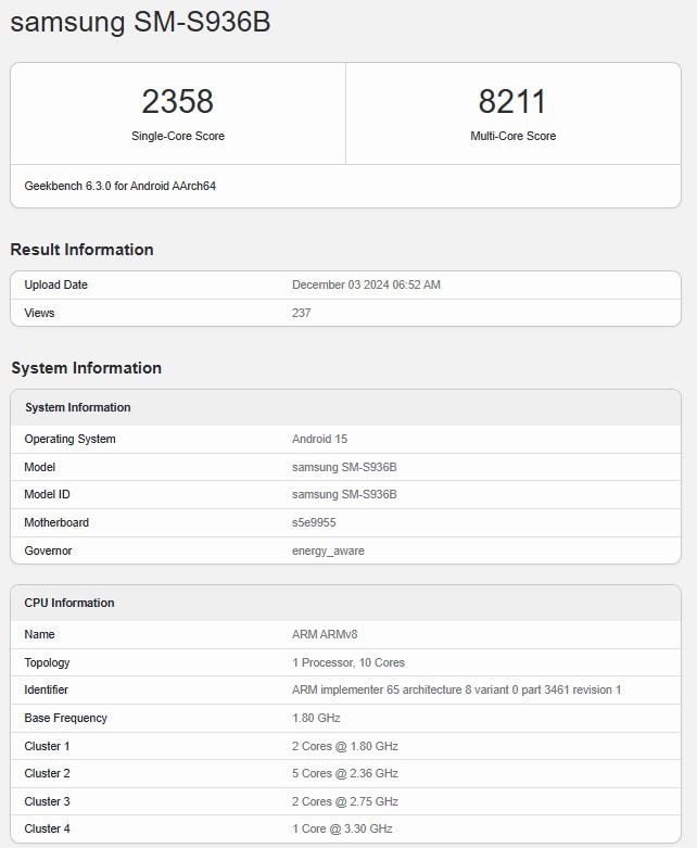 بنچمارک گیک بنچ گلکسی اس ۲۵ پلاس