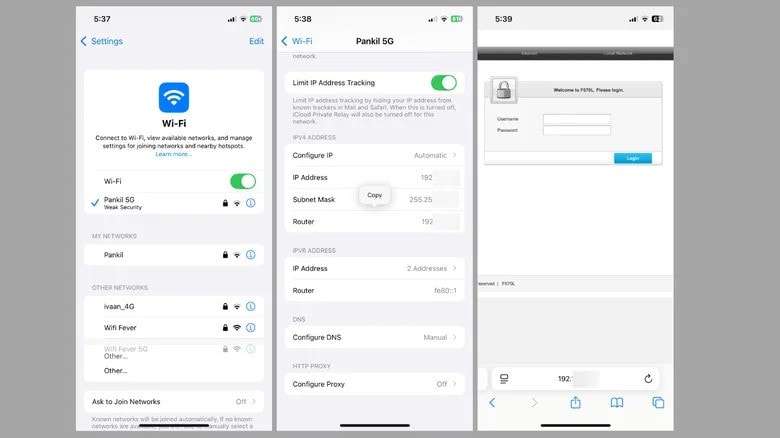 بررسی از طریق تنظیمات مودم