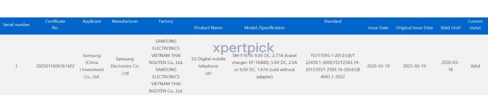 گواهی 3C گلکسی زد فلیپ FE