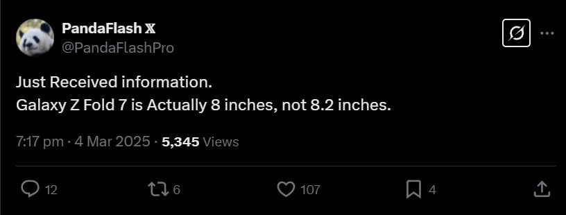 گزارش اندازه نمایشگر گلکسی زد فولد ۷