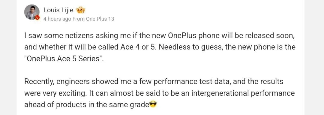 گزارش سری وان پلاس Ace 5