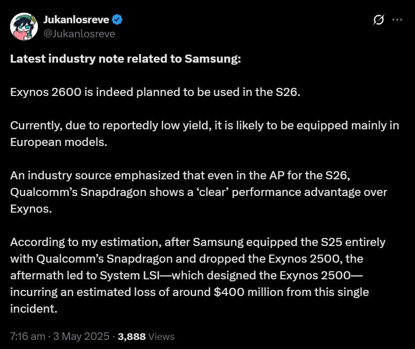 گزارش تراشه سری گلکسی اس ۲۶