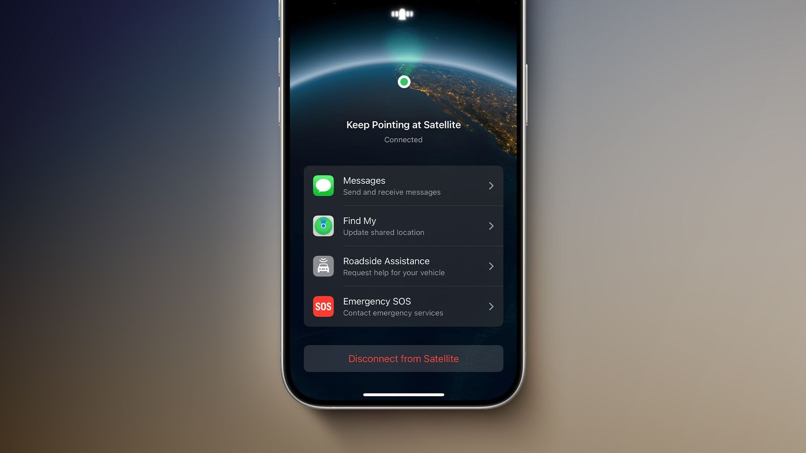 ویژگی اتصال ماهواره‌ای برای مواقع اضطراری در آیفون