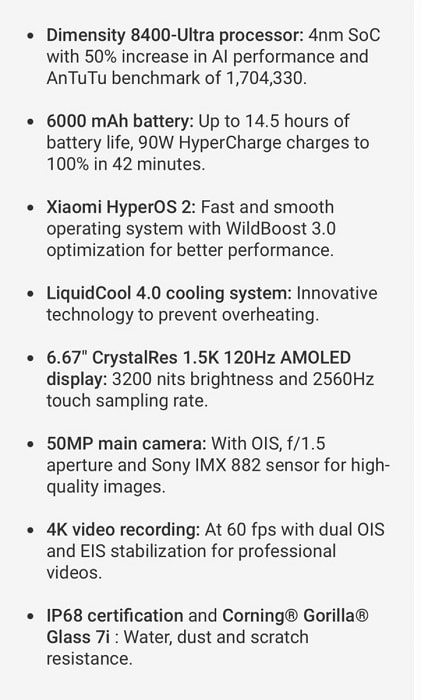 مشخصات فنی پوکو X7‌ پرو