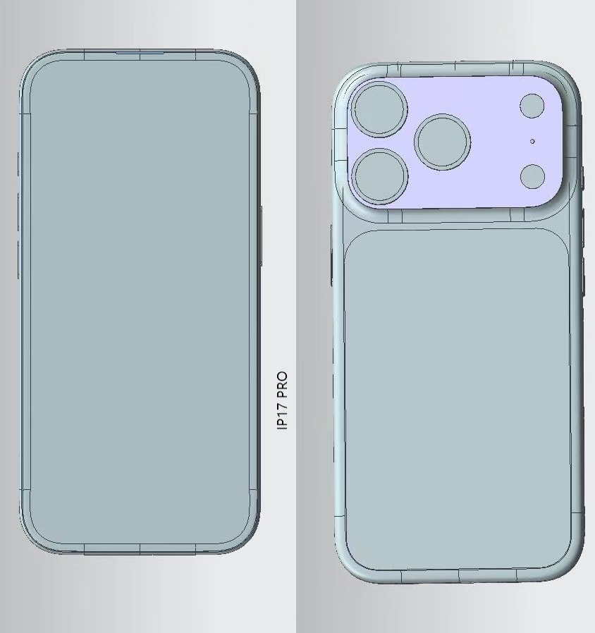 رندر CAD آیفون ۱۷ پرو
