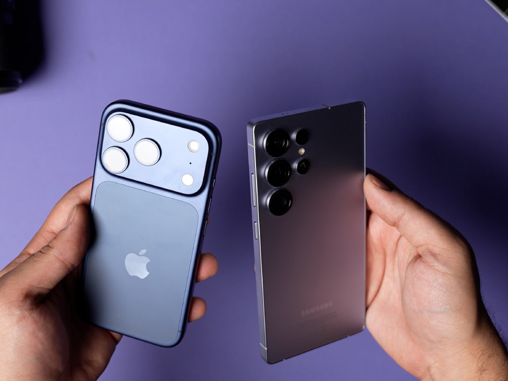 مقایسه پنل پشتی گوشی اس ۲۵ اولترا با ایفون ۱۷ پرو