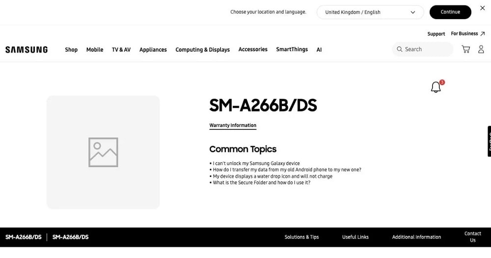 صفحه پشتیبانی گلکسی A26