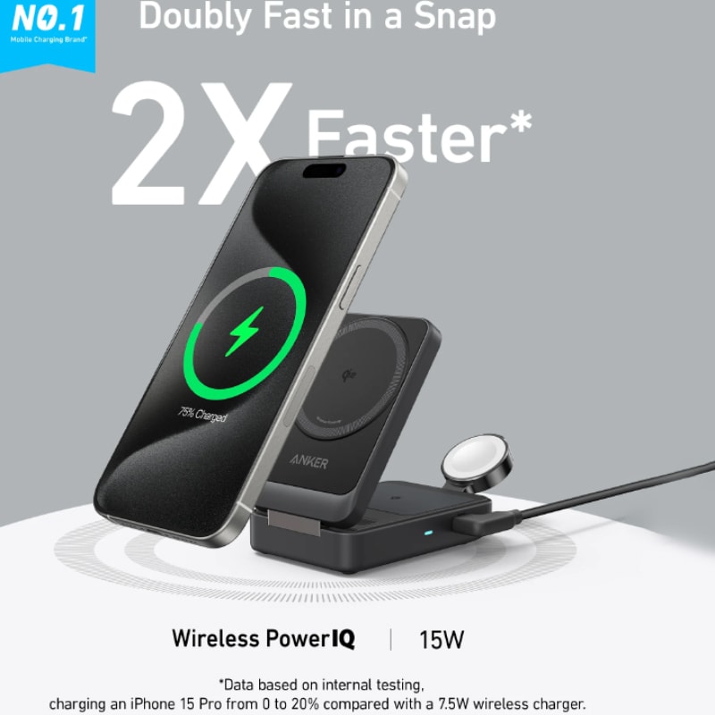 شارژر بی سیم 15 وات انکر مدل MagGo Wireless Charging B2557-3