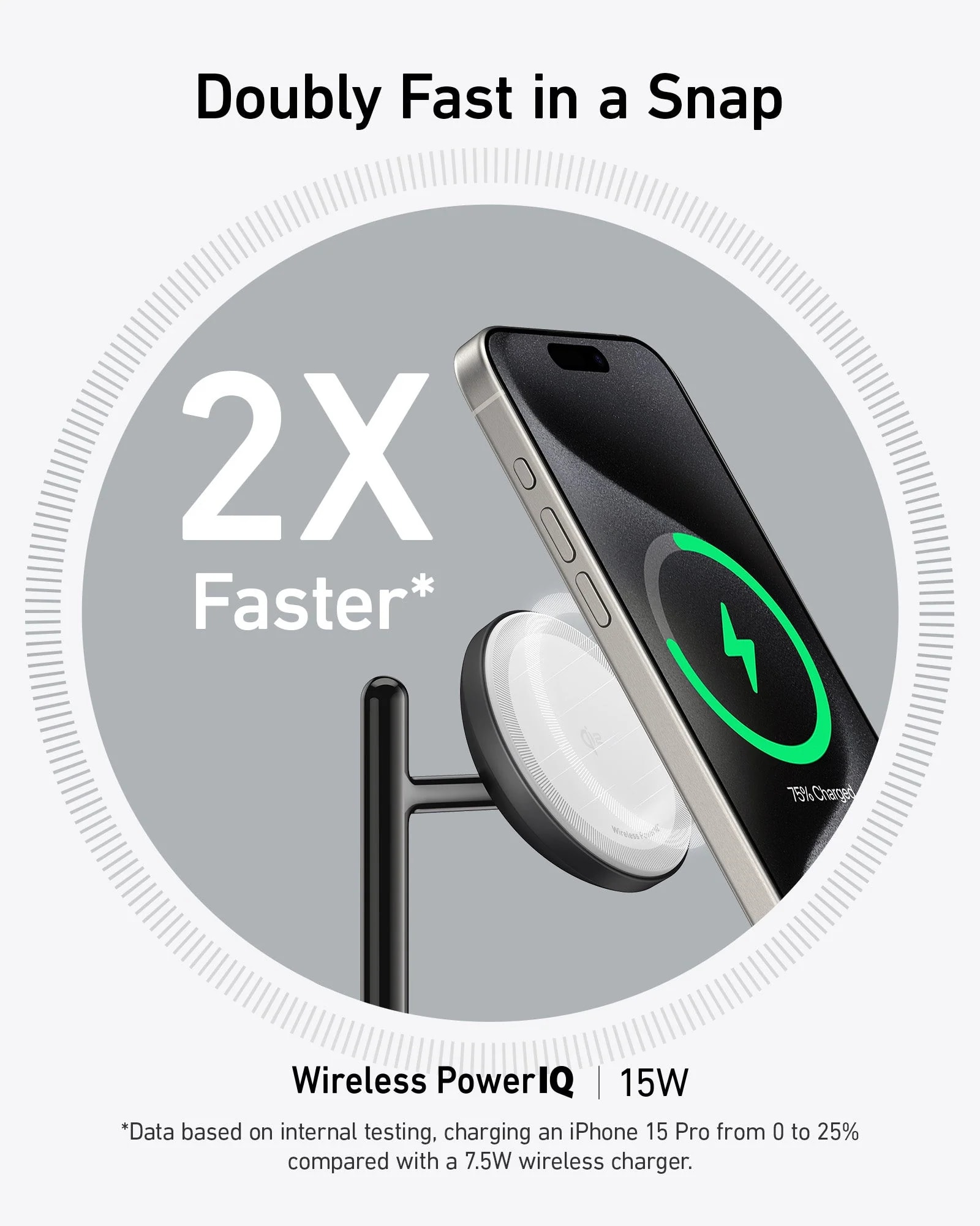 شارژر بی‌سیم ۱۵ وات ۳ در ۱ انکر مدل MagGo Wireless Charging Station 3-in-1 Qi2 B25M4-3