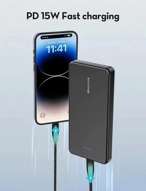 پاوربانک 15 وات راوپاور مدل RP-PB1215 PD Pioneer ظرفیت ۱۰۰۰۰ میلی‌آمپر-2
