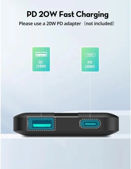 پاوربانک 22.5 وات راوپاور مدل RP-PB1236 PD Pioneer ظرفیت ۱۰۰۰۰ میلی‌آمپر-2