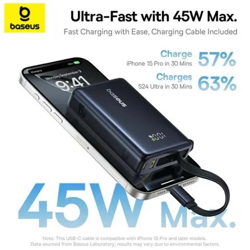 پاوربانک 45 وات باسئوس مدل PicoGo Digital Display Power Bank ظرفیت 10000 میلی‌آمپر-7