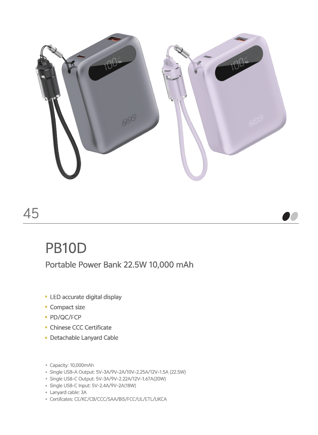 پاوربانک 22.5 وات کیو سی وای مدل PB10D ظرفیت 10000 میلی‌آمپر-2