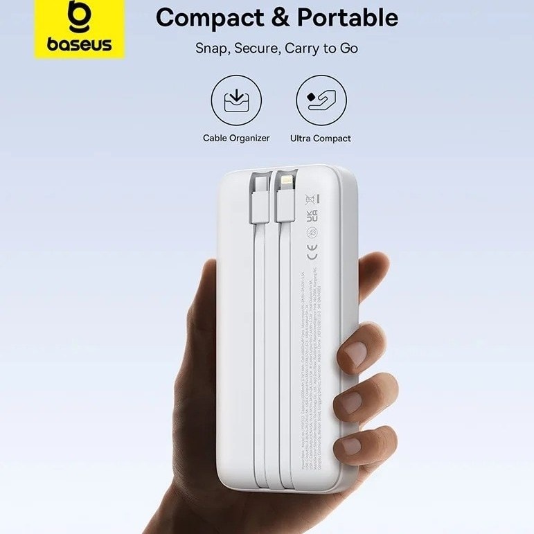 پاوربانک 22.5 وات باسئوس مدل Lipow Dual Cable ظرفیت 20000 میلی‌آمپر-2