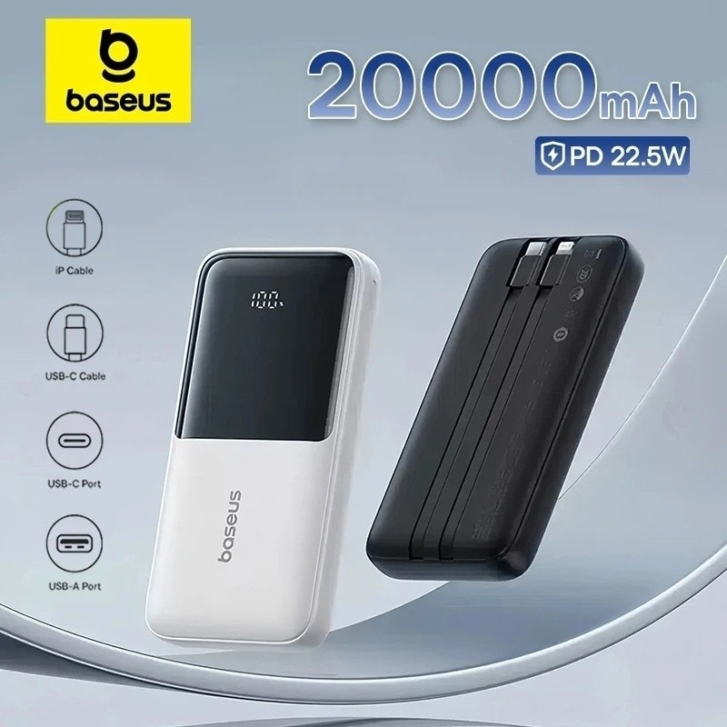 پاوربانک 22.5 وات باسئوس مدل Lipow Dual Cable ظرفیت 20000 میلی‌آمپر-3