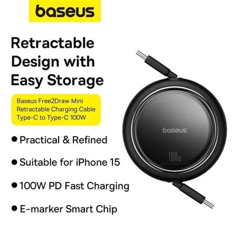 کابل شارژ USB-C به USB-C باسئوس مدل Free2Draw Mini-2