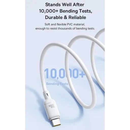 کابل شارژ USB-C به USB-C باسئوس مدل Silky Series-3