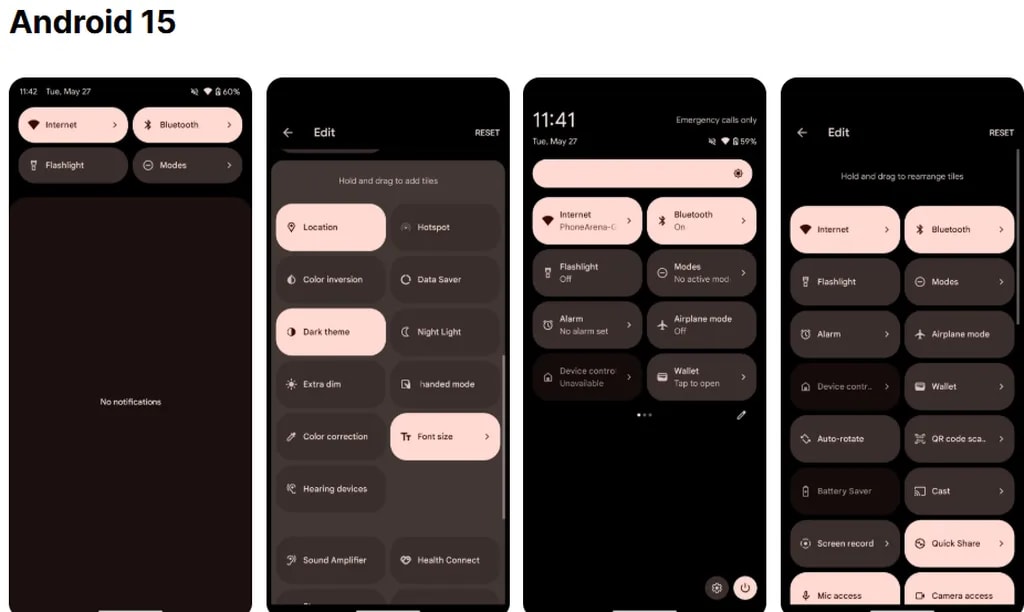 طراحی جدید کاشی‌های تنظیمات سریع
