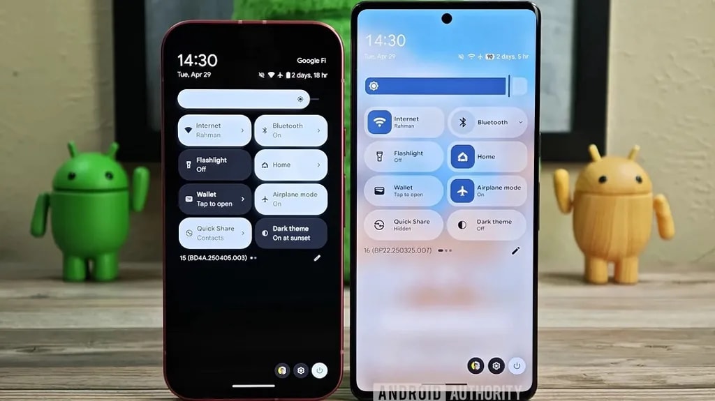 بخش تنظیمات سریع اندروید ۱۶