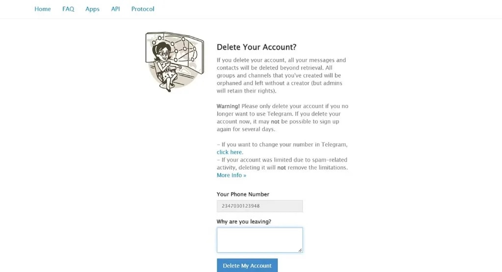 نحوه حذف حساب کاربری تلگرام