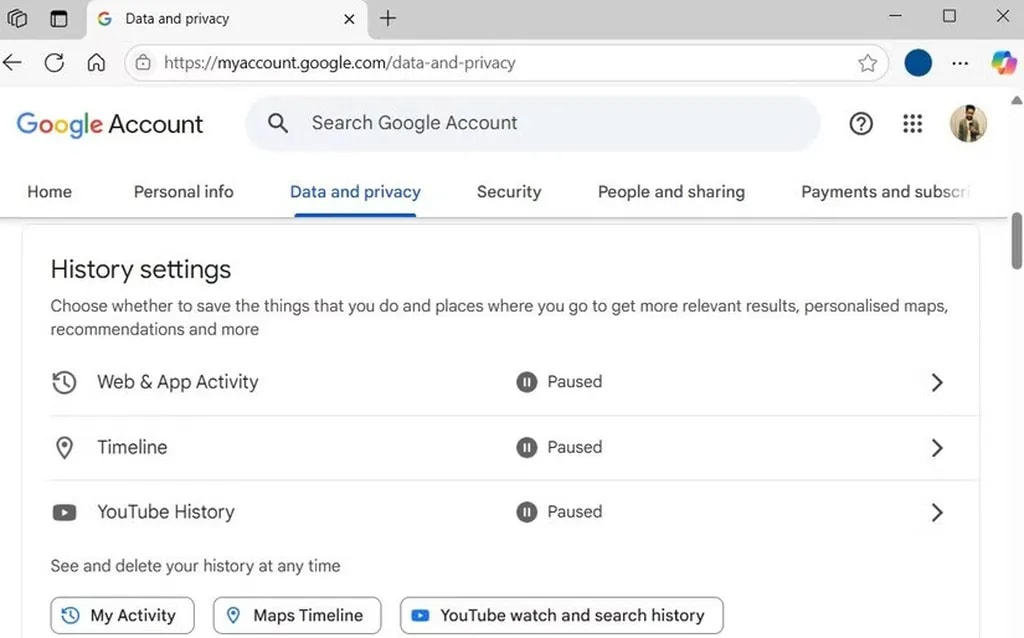 بررسی تنظیمات حساب کاربری گوگل