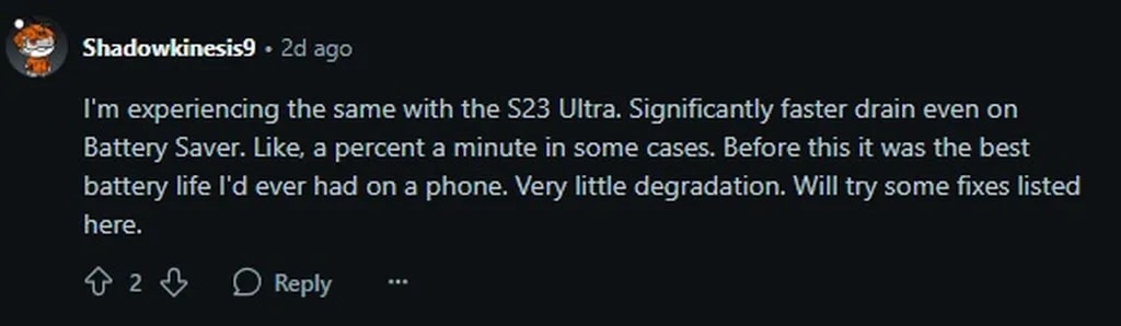 مشکل باتری گلکسی اس ۲۳ اولترا