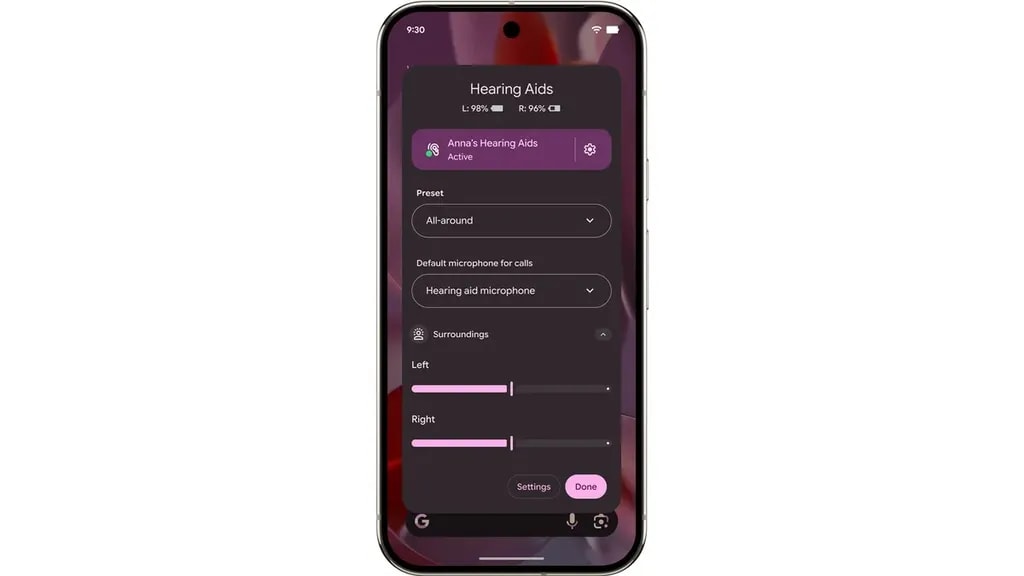 قابلیت Hearing Aids اندروید ۱۶