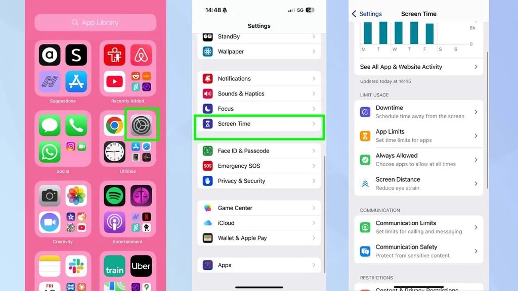 رمز عبور برای Screen time