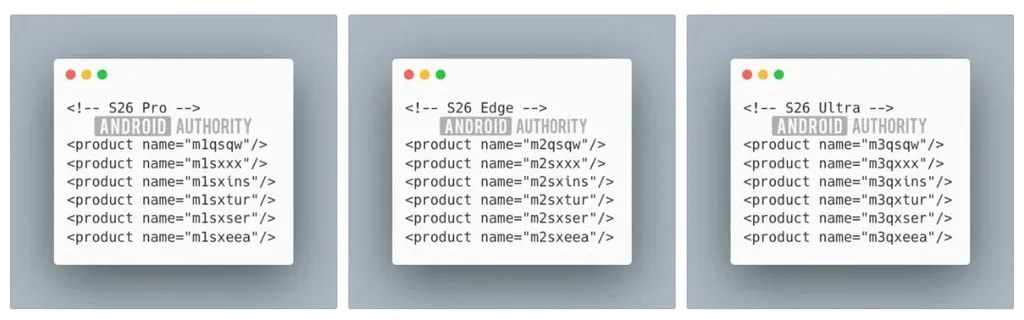 شناسه‌های سری گلکسی اس ۲۶