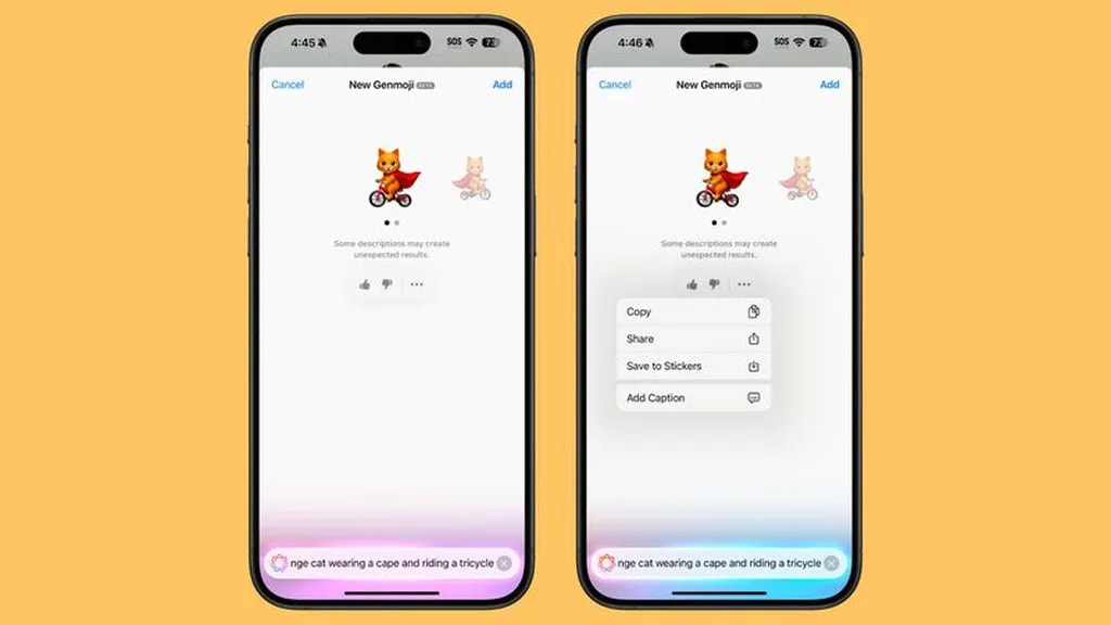کپی، جای‌گذاری و اشتراک‌گذاری Genmoji