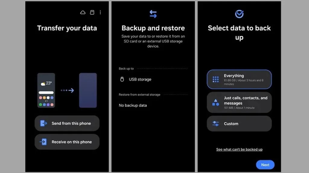 بک‌آپ‌گرفتن و بازیابی داده‌ها از طریق کارت حافظه (SD) یا حافظه USB