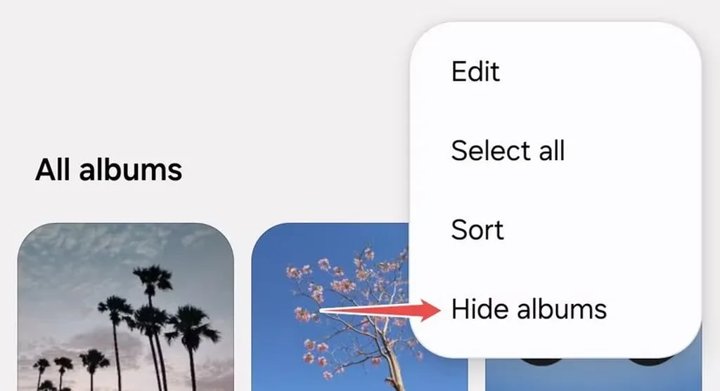مخفی کردن آلبوم‌ها